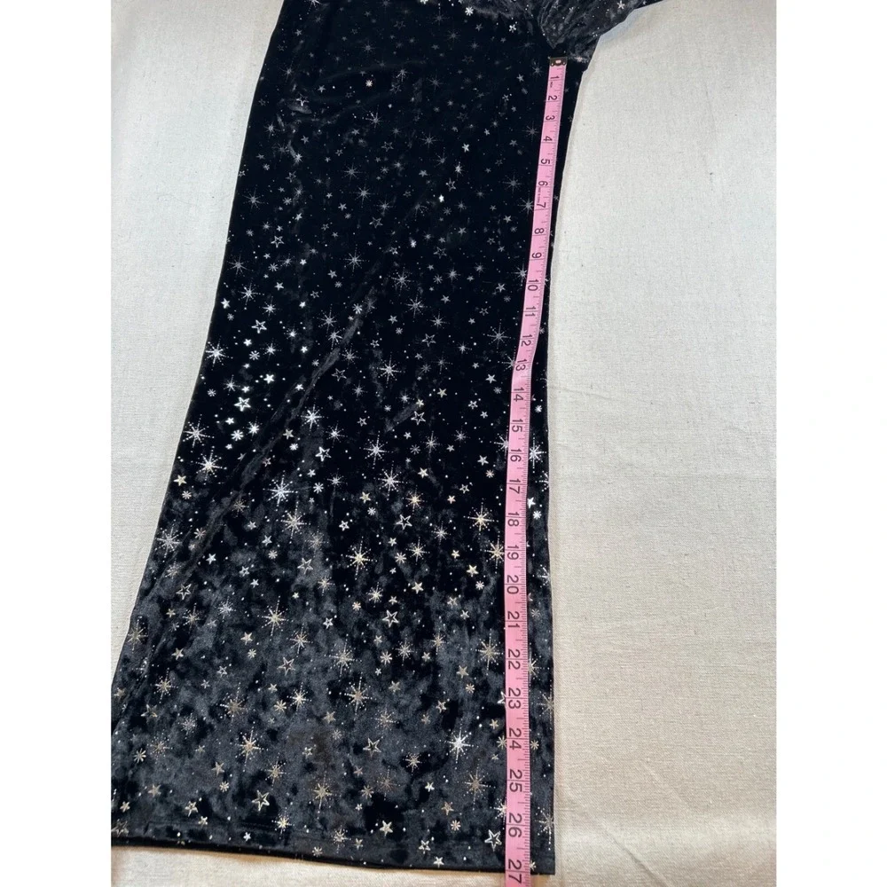 Justice Girls XL Plus Black Crushed Velvet Star Jumpsuit One Shoulder Wide Leg